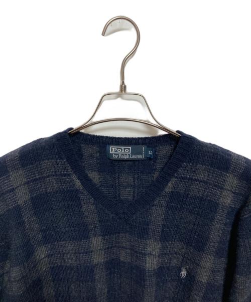 POLO RALPH LAUREN（ポロ・ラルフローレン）POLO RALPH LAUREN (ポロ・ラルフローレン) Vネックニット ネイビー サイズ:Mの古着・服飾アイテム