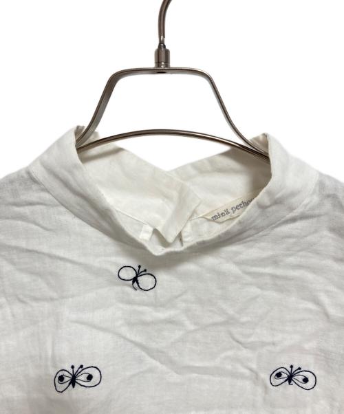 mina perhonen（ミナ ペルホネン）mina perhonen (ミナ ペルホネン) choucho スタンドカラーブラウス ホワイト サイズ:38の古着・服飾アイテム