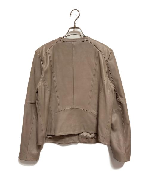 COLE HAAN（コールハーン）COLE HAAN (コールハーン) ジップ フロント レザー ジャケット ベージュ サイズ:Lの古着・服飾アイテム