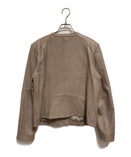 COLE HAAN（コールハーン）COLE HAAN (コールハーン) ジップ フロント レザー ジャケット ベージュ サイズ:Lの古着・服飾アイテム