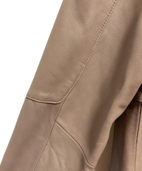 COLE HAAN（コールハーン）COLE HAAN (コールハーン) ジップ フロント レザー ジャケット ベージュ サイズ:Lの古着・服飾アイテム