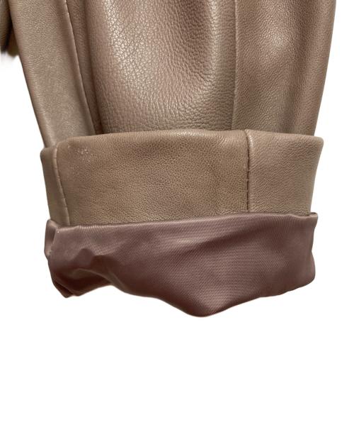 COLE HAAN（コールハーン）COLE HAAN (コールハーン) ジップ フロント レザー ジャケット ベージュ サイズ:Lの古着・服飾アイテム