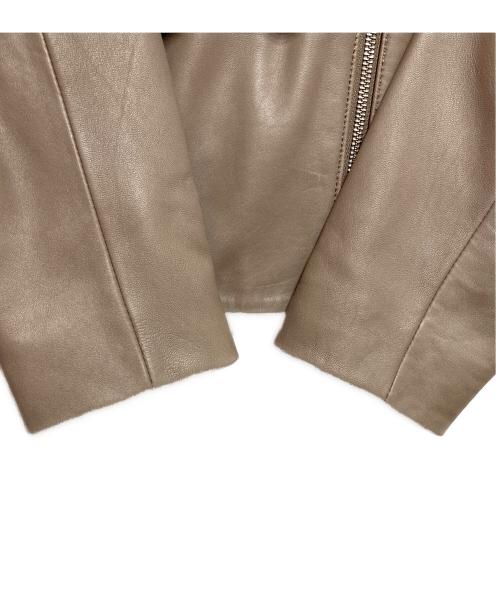 COLE HAAN（コールハーン）COLE HAAN (コールハーン) ジップ フロント レザー ジャケット ベージュ サイズ:Lの古着・服飾アイテム