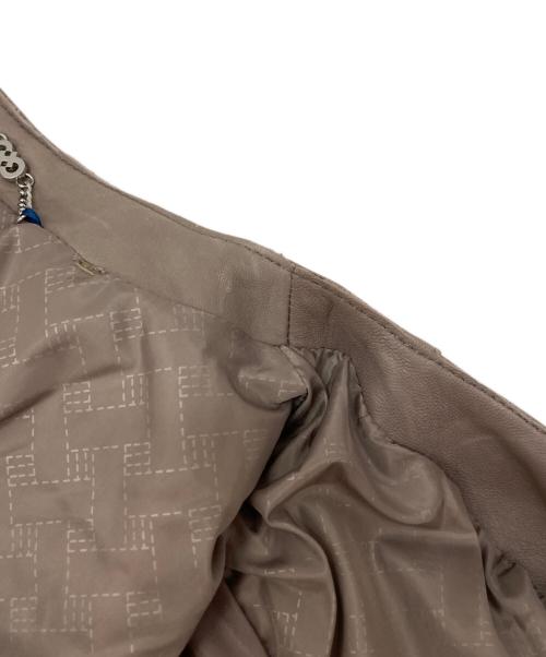 COLE HAAN（コールハーン）COLE HAAN (コールハーン) ジップ フロント レザー ジャケット ベージュ サイズ:Lの古着・服飾アイテム