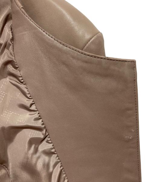 COLE HAAN（コールハーン）COLE HAAN (コールハーン) ジップ フロント レザー ジャケット ベージュ サイズ:Lの古着・服飾アイテム