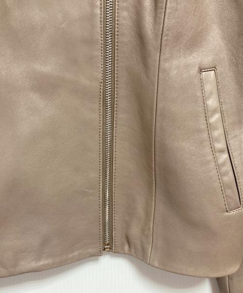 COLE HAAN（コールハーン）COLE HAAN (コールハーン) ジップ フロント レザー ジャケット ベージュ サイズ:Lの古着・服飾アイテム