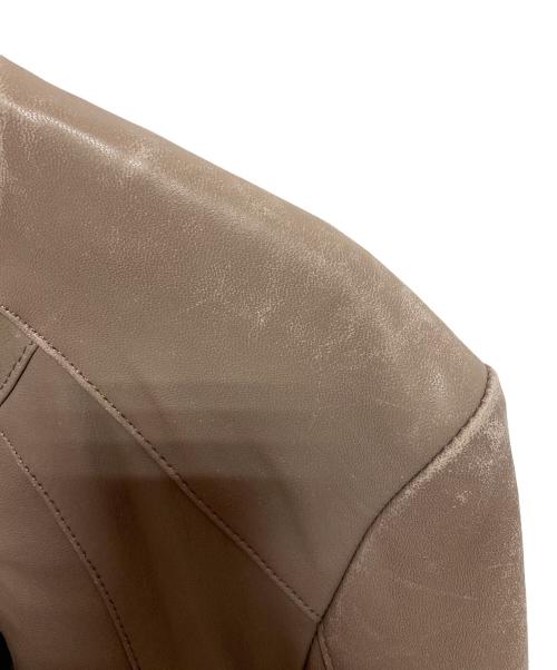 COLE HAAN（コールハーン）COLE HAAN (コールハーン) ジップ フロント レザー ジャケット ベージュ サイズ:Lの古着・服飾アイテム