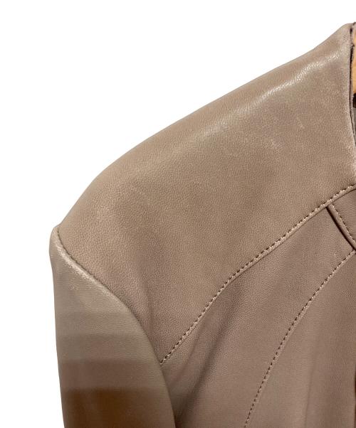 COLE HAAN（コールハーン）COLE HAAN (コールハーン) ジップ フロント レザー ジャケット ベージュ サイズ:Lの古着・服飾アイテム