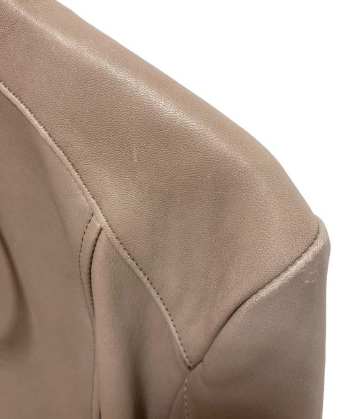COLE HAAN（コールハーン）COLE HAAN (コールハーン) ジップ フロント レザー ジャケット ベージュ サイズ:Lの古着・服飾アイテム