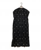 ne quittez pasヌキテパ）の古着「Cotton Voile Dot Leaf Embroidery Shirts Dress」｜ブラック