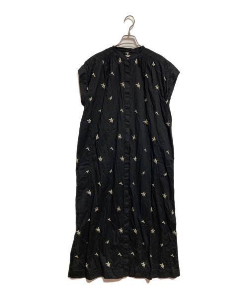 ne quittez pas（ヌキテパ）ne quittez pas (ヌキテパ) Cotton Voile Dot Leaf Embroidery Shirts Dress ブラック サイズ:-の古着・服飾アイテム