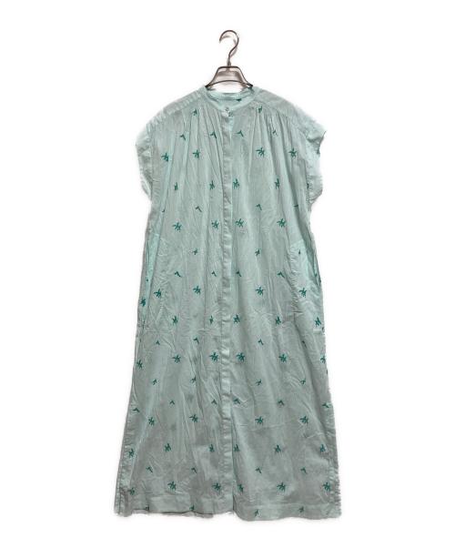 ne quittez pas（ヌキテパ）ne quittez pas (ヌキテパ) Cotton Voile Dot Leaf Embroidery Shirts Dress ブルー サイズ:-の古着・服飾アイテム
