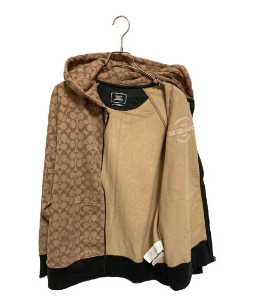 COACH（コーチ）COACH (コーチ) シグネチャー ジップ フーディー ベージュ サイズ:Mの古着・服飾アイテム
