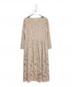 GRACE CONTINENTALグレースコンチネンタル）の古着「サラサフラワー刺繍ワンピース」｜ベージュ