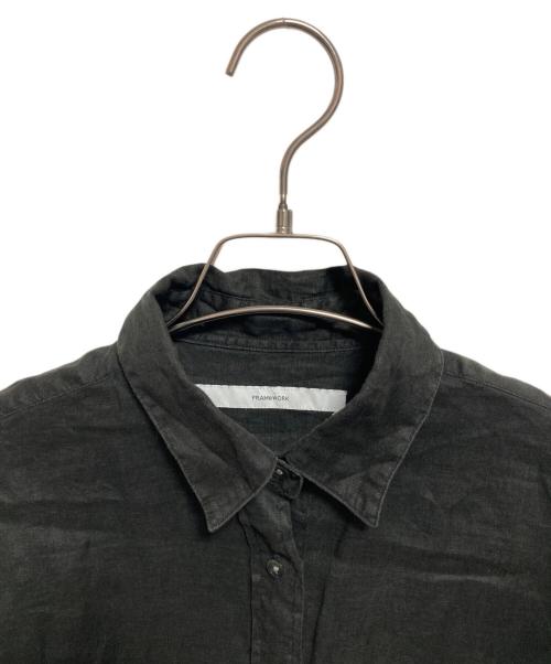 FRAMeWORK（フレームワーク）FRAMeWORK (フレームワーク) ライトフレンチリネンレギュラーシャツ ブラック サイズ:FREEの古着・服飾アイテム