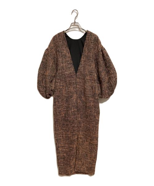 AKTE（アクテ）AKTE (アクテ) ツイードワンピース オレンジ サイズ:FREEの古着・服飾アイテム