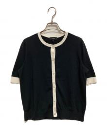 theory（セオリー）の古着「Regal Wool Silk Trim Cardi」｜ブラック