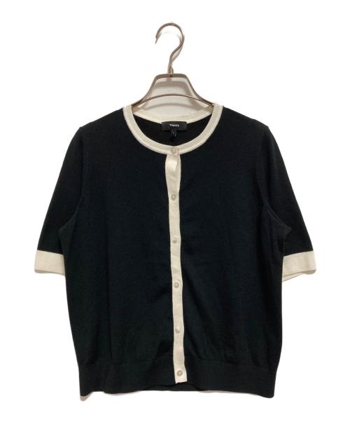 theory（セオリー）theory (セオリー) Regal Wool Silk Trim Cardi ブラック サイズ:Sの古着・服飾アイテム