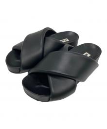 JIL SANDER（ジルサンダー）の古着「パテッドレザーサンダル」｜ブラック