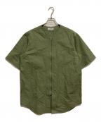 JIL SANDERジルサンダー）の古着「ノーカラージップシャツ」｜グリーン