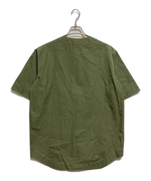 JIL SANDER（ジルサンダー）JIL SANDER (ジルサンダー) ノーカラージップシャツ グリーン サイズ:48の古着・服飾アイテム