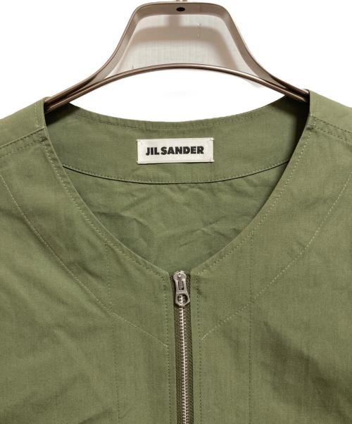 JIL SANDER（ジルサンダー）JIL SANDER (ジルサンダー) ノーカラージップシャツ グリーン サイズ:48の古着・服飾アイテム
