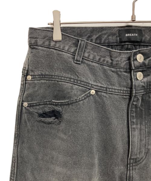 BREATH（ブレス）BREATH (ブレス) ダメージ加工デニムワイドパンツ ブラック サイズ:Lの古着・服飾アイテム