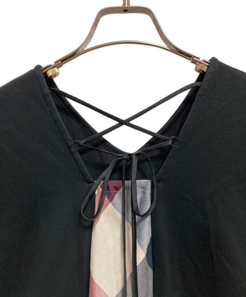 BLUE LABEL CRESTBRIDGE（ブルーレーベルクレストブリッジ）BLUE LABEL CRESTBRIDGE (ブルーレーベルクレストブリッジ) コンパクトクリアーポンチAラインワンピース ブラック サイズ:36の古着・服飾アイテム
