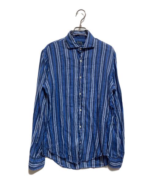 POLO RALPH LAUREN（ポロ・ラルフローレン）POLO RALPH LAUREN (ポロ・ラルフローレン) リネンストライプシャツ ネイビー サイズ:Sの古着・服飾アイテム