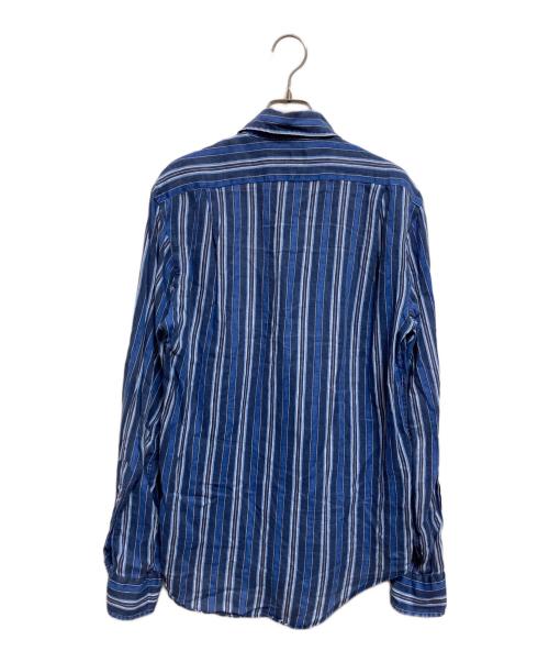 POLO RALPH LAUREN（ポロ・ラルフローレン）POLO RALPH LAUREN (ポロ・ラルフローレン) リネンストライプシャツ ネイビー サイズ:Sの古着・服飾アイテム