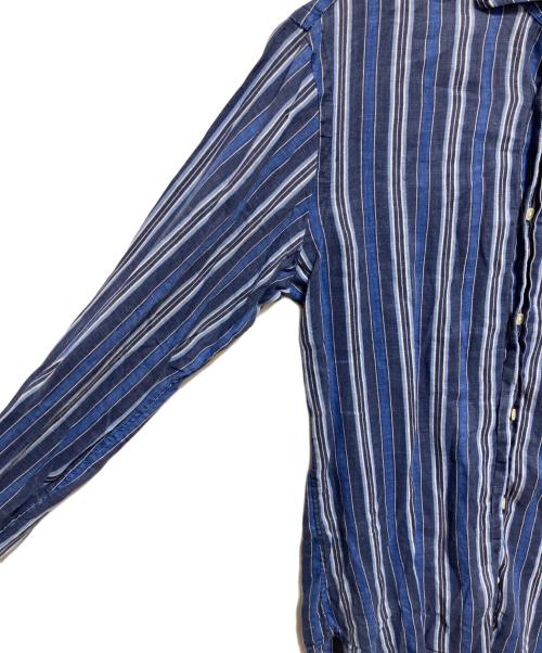 POLO RALPH LAUREN（ポロ・ラルフローレン）POLO RALPH LAUREN (ポロ・ラルフローレン) リネンストライプシャツ ネイビー サイズ:Sの古着・服飾アイテム