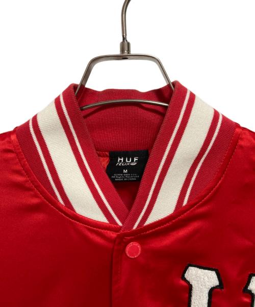 HUF（ハフ）HUF (ハフ) FELIX SATIN JACKET レッド サイズ:Mの古着・服飾アイテム