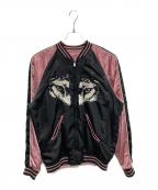 DIESELディーゼル）の古着「ウルフデザイン スカジャン」｜ブラック×ピンク