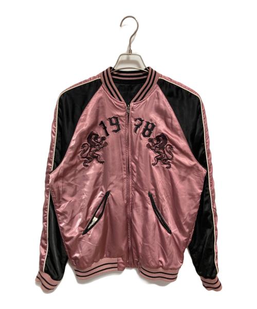 DIESEL（ディーゼル）DIESEL (ディーゼル) ウルフデザイン スカジャン ブラック×ピンク サイズ:Mの古着・服飾アイテム