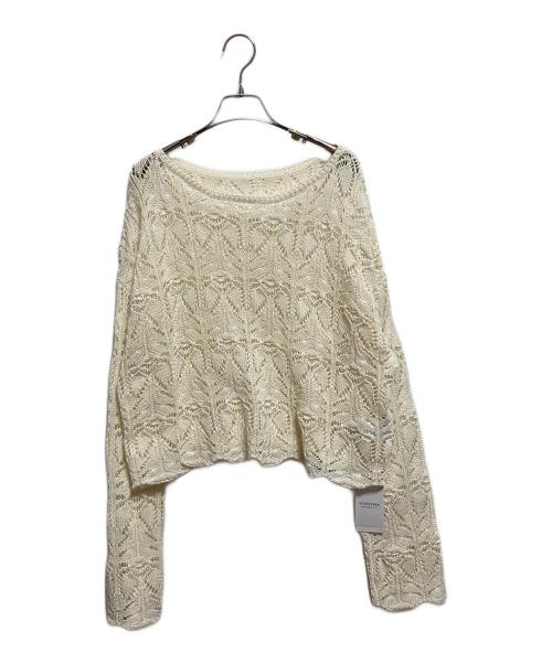 Spick and Span（スピック＆スパン）Spick and Span (スピック＆スパン) ギマコットン透かし編みボートネックニット ホワイト サイズ:FREE 未使用品の古着・服飾アイテム