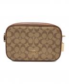 COACHコーチ）の古着「シグネチャーショルダーバッグ」｜ベージュ×ブラウン