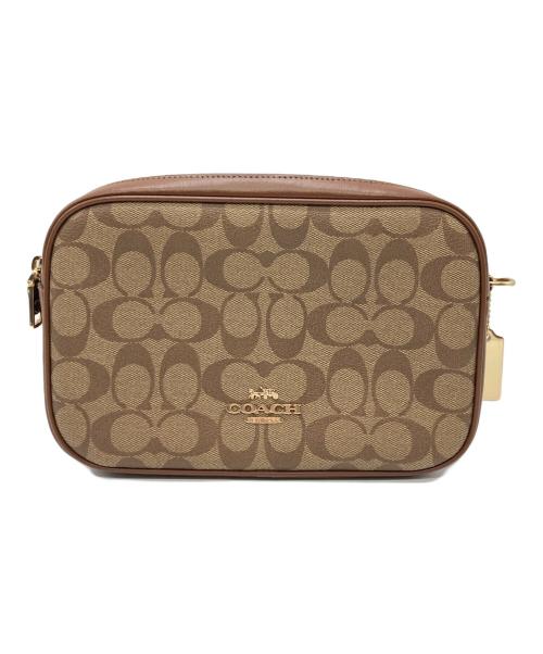COACH（コーチ）COACH (コーチ) シグネチャーショルダーバッグ ベージュ×ブラウンの古着・服飾アイテム