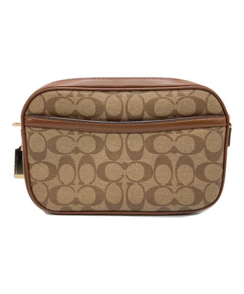 COACH（コーチ）COACH (コーチ) シグネチャーショルダーバッグ ベージュ×ブラウンの古着・服飾アイテム