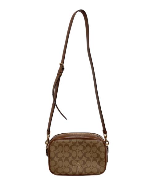 COACH（コーチ）COACH (コーチ) シグネチャーショルダーバッグ ベージュ×ブラウンの古着・服飾アイテム