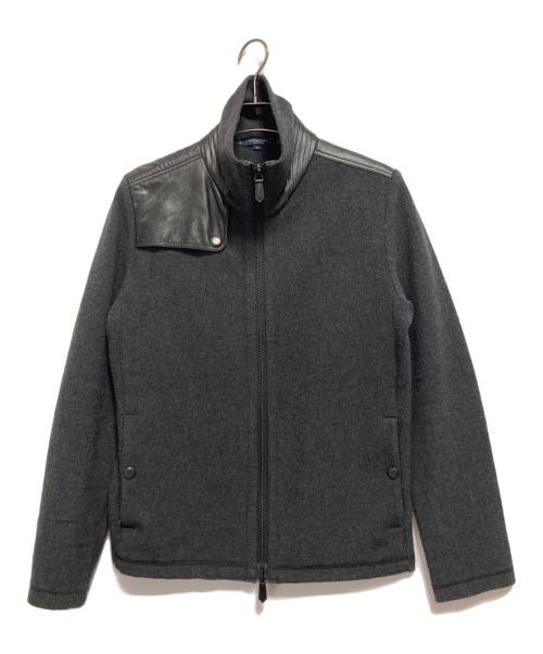 BURBERRY LONDON（バーバリーロンドン）BURBERRY LONDON (バーバリーロンドン) ラムレザー切替ウールジャケット グレー サイズ:SIZE 40の古着・服飾アイテム