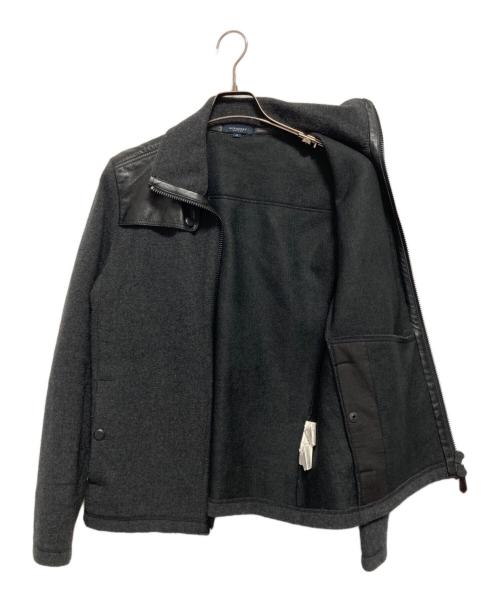 BURBERRY LONDON（バーバリーロンドン）BURBERRY LONDON (バーバリーロンドン) ラムレザー切替ウールジャケット グレー サイズ:SIZE 40の古着・服飾アイテム