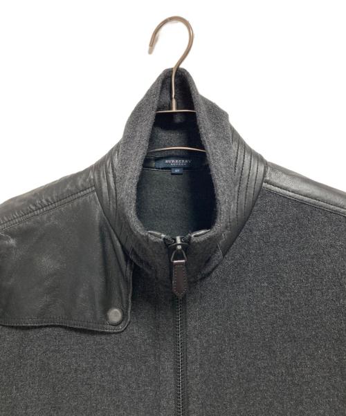 BURBERRY LONDON（バーバリーロンドン）BURBERRY LONDON (バーバリーロンドン) ラムレザー切替ウールジャケット グレー サイズ:SIZE 40の古着・服飾アイテム