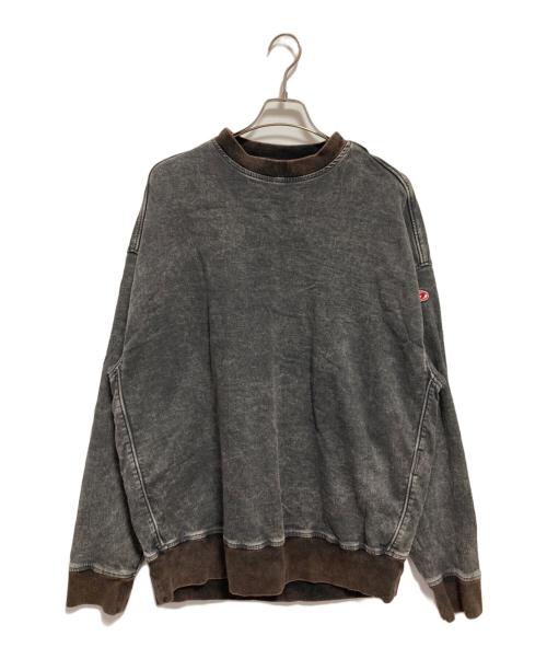 DIESEL（ディーゼル）DIESEL (ディーゼル) D-KRIB-NE エイジング加工スウェット グレー サイズ:Lの古着・服飾アイテム