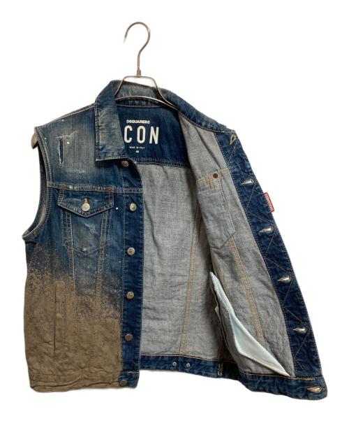 DSQUARED2（ディースクエアード）DSQUARED2 (ディースクエアード) 加工デニムベスト インディゴ サイズ:48の古着・服飾アイテム