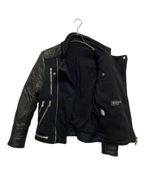 BALMAIN（バルマン）BALMAIN (バルマン) レザー切替ライダースジャケット ブラック×ブラック サイズ:Sの古着・服飾アイテム