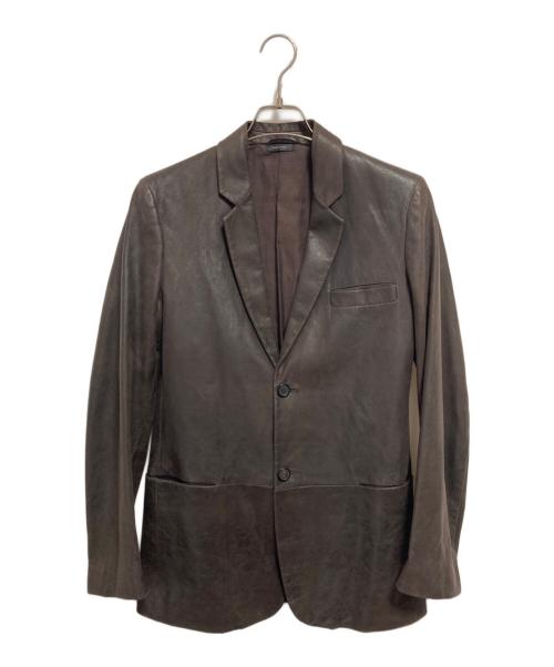 JIL SANDER（ジルサンダー）JIL SANDER (ジルサンダー) レザーテーラードジャケット ブラウン サイズ:44の古着・服飾アイテム