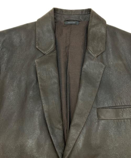 JIL SANDER（ジルサンダー）JIL SANDER (ジルサンダー) レザーテーラードジャケット ブラウン サイズ:44の古着・服飾アイテム