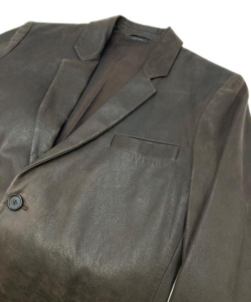 JIL SANDER（ジルサンダー）JIL SANDER (ジルサンダー) レザーテーラードジャケット ブラウン サイズ:44の古着・服飾アイテム