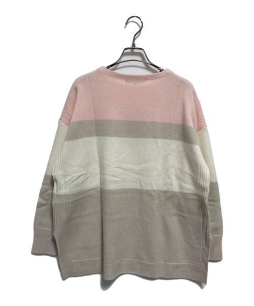 23区（ニジュウサンク）23区 (ニジュウサンク) ウールカシミヤ カラーブロック ニット ピンク×ベージュ サイズ:38の古着・服飾アイテム