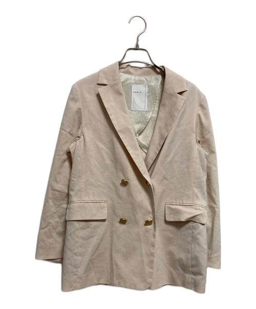 Noble（ノーブル）Noble (ノーブル) 麻ストレッチピークドラペルダブルジャケット ベージュ サイズ:36の古着・服飾アイテム